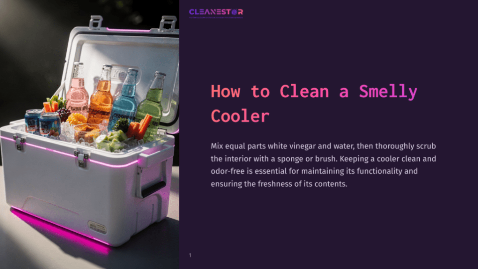 1 How To Clean A Smelly Cooler 1 A Cooler Filled With Colorful Bottled Drinks And Snacks, Sitting Outdoors With A Bright, Clean Interior.