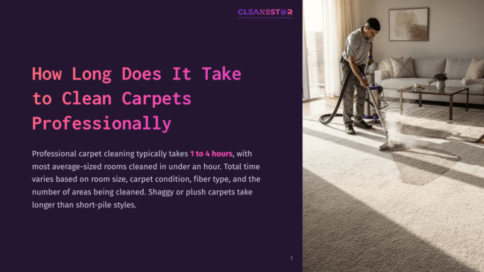 1 How Long Does It Take To Clean Carpets Professionally Professional Carpet Cleaning In Progress: A Cleaner Uses A Carpet Cleaning Machine On A Plush Beige Carpet In A Sunlit Living Room With A Sofa And Coffee Table In The Background.