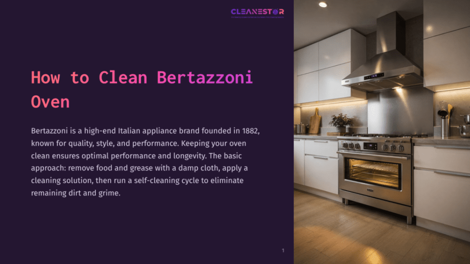 1 How To Clean Bertazzoni Oven A Modern, Stainless Steel Bertazzoni Oven With A Glass Door And Digital Display Is Showcased In A Sleek, White Kitchen With Under-Cabinet Lighting.