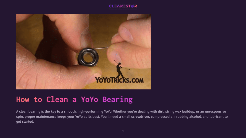 1 How To Clean A Yoyo Bearing Close-Up Of Hands Cleaning A Yoyo Bearing With A Needle, Showing The &Quot;Yoyotricks.com&Quot; Logo.