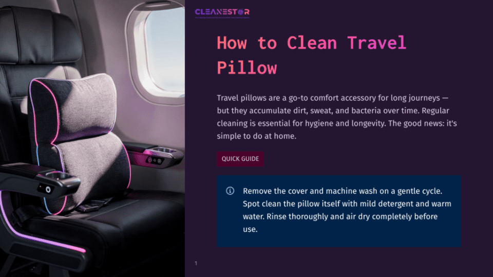 1 How To Clean Travel Pillow A Clean Travel Pillow With Pink And Blue Led Lights Sits On An Airplane Seat. The Pillow Is A Comfortable Accessory For Long Journeys, And The Image Highlights How To Clean Travel Pillows.