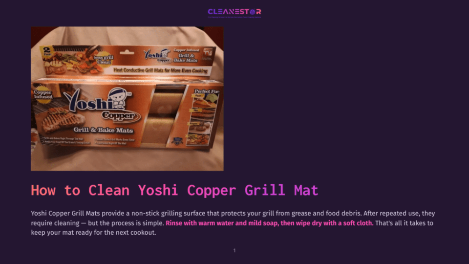 1 How To Clean Yoshi Copper Grill Mat Two Yoshi Copper Grill Mats In Packaging, Showing A Grill With Food And The Words &Quot;Yoshi Copper Infused Grill &Amp; Bake Mats&Quot;.