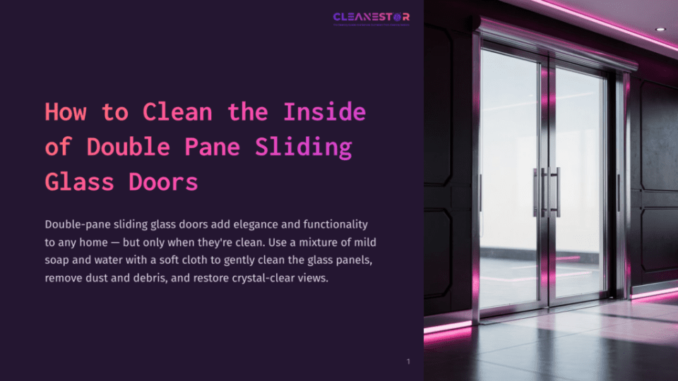 1 How To Clean The Inside Of Double Pane Sliding Glass Doors Double-Pane Sliding Glass Doors With A Sleek Design, Illuminated By Soft Pink Lighting, Are Partially Open In A Modern, Minimalist Interior.