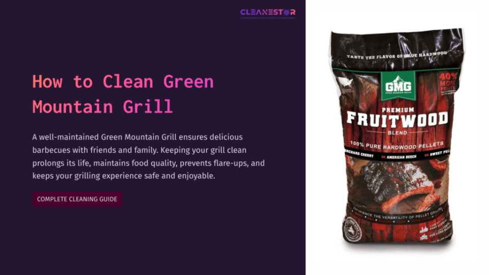 1 How To Clean Green Mountain Grill A Bag Of Premium Fruitwood Pellets For Grilling, Prominently Displayed With A Rich Maroon Background, Featuring Vibrant Colors And Textures.