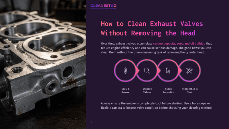 1 How To Clean Exhaust Valves Without Removing The Head Close-Up Of A Dirty, Cast-Iron Engine Cylinder Head With Visible Carbon Deposits And Soot, Ready For Exhaust Valve Cleaning Without Removing The Head.