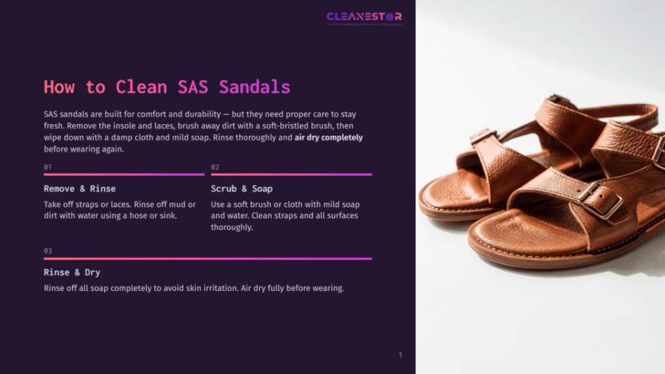 1 How To Clean Sas Sandals Close-Up Of Two Tan Leather Sas Sandals With Gold Buckles, Resting On A Light-Colored, Sunlit Surface. The Image Is Bright And Airy.