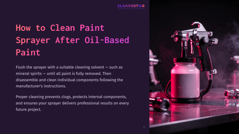 1 How To Clean Paint Sprayer After Oil Based Paint A Paint Sprayer With A Pink Container Of Oil-Based Paint On A Black Surface, Surrounded By Tools And A Backdrop Of Dark Smoke.