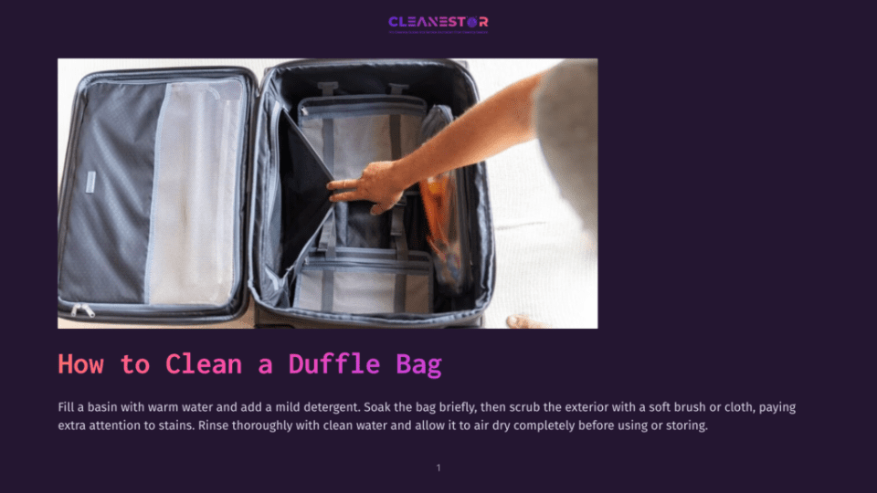 1 How To Clean A Duffle Bag 1 A Person'S Hands Are Shown Organizing Packing Cubes Inside An Open Duffle Bag, With The Text &Quot;How To Clean A Duffle Bag&Quot; Visible Below.