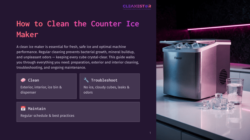 1 How To Clean The Counter Ice Maker A Stainless Steel Ice Maker, Labeled &Quot;Falcor,&Quot; Sits On A Kitchen Counter, Producing Clear Ice Cubes. Nearby, A Glass Of Ice Water Reflects The Purple Ambient Lighting.