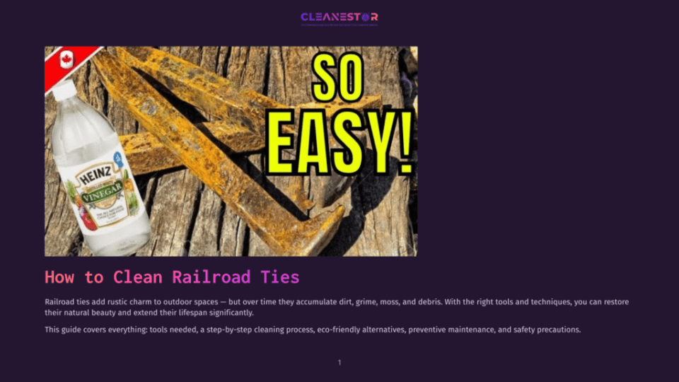 1 How To Clean Railroad Ties A Bottle Of Heinz Distilled White Vinegar Sits Next To Rusty Railroad Ties, With The Words &Quot;So Easy!&Quot; Overlaid On The Image, Suggesting A Cleaning Solution.