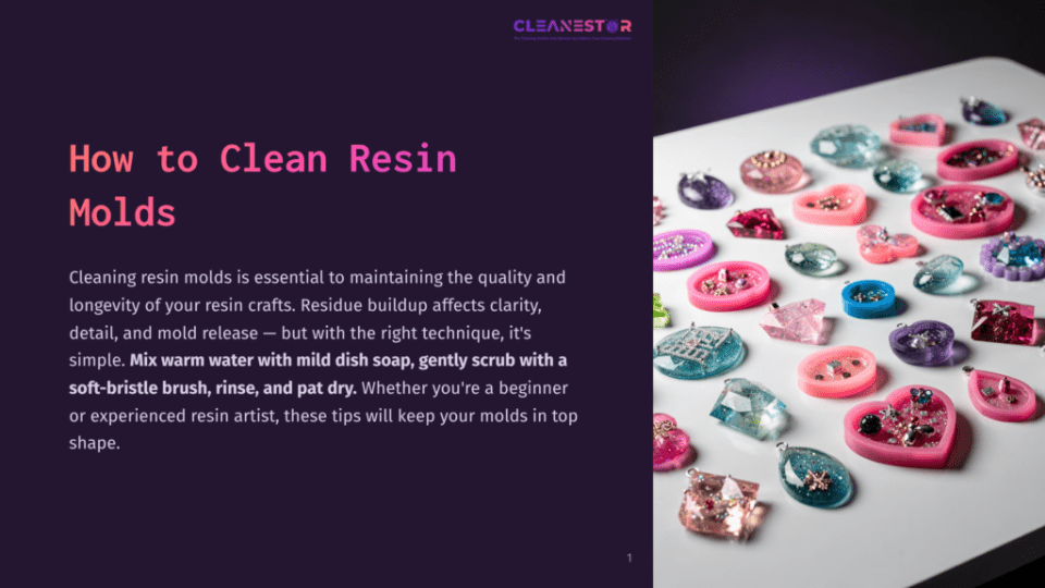 1 How To Clean Resin Molds Close-Up Of Colorful Resin Art Molds Filled With Glitter And Embellishments, Arranged On A White Surface. The Image Showcases Various Shapes And Sizes Of Resin Creations.