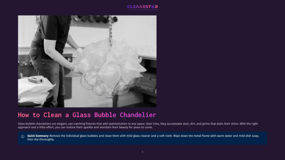 1 How To Clean A Glass Bubble Chandelier A Person Carefully Cleans A Glass Bubble Chandelier, Wrapping Individual Glass Bubbles In Protective Plastic Wrap Before Wiping Them Clean With A Soft Cloth.