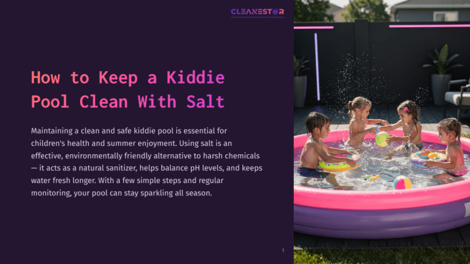 1 How To Keep A Kiddie Pool Clean With Salt Four Young Children Joyfully Splash And Play In A Bright Pink Kiddie Pool Filled With Clear Water, With Water Spraying From A Toy In The Center. The Scene Is Set Outdoors On A Sunny Day, With A Dark Fence And Greenery In The Background.