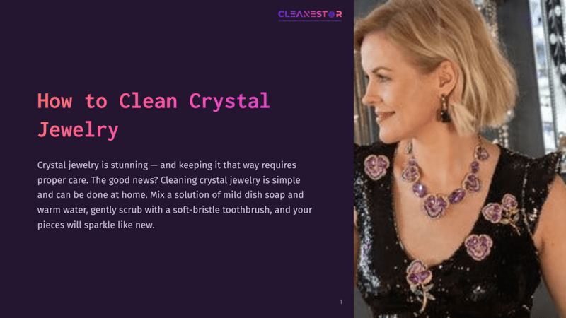 1 How To Clean Crystal Jewelry Woman Wearing A Sparkling Crystal Necklace And Earrings, Set Against A Dark Background, Showcasing The Elegance Of Crystal Jewelry.