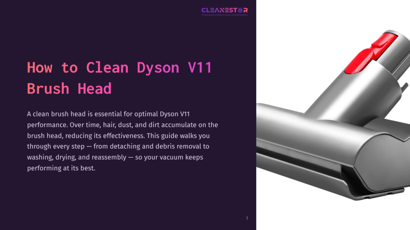 1 How To Clean Dyson V11 Brush Head Close-Up Of A Silver Dyson V11 Brush Head Against A Purple Background, Highlighting The Sleek Design And Bristle Arrangement.