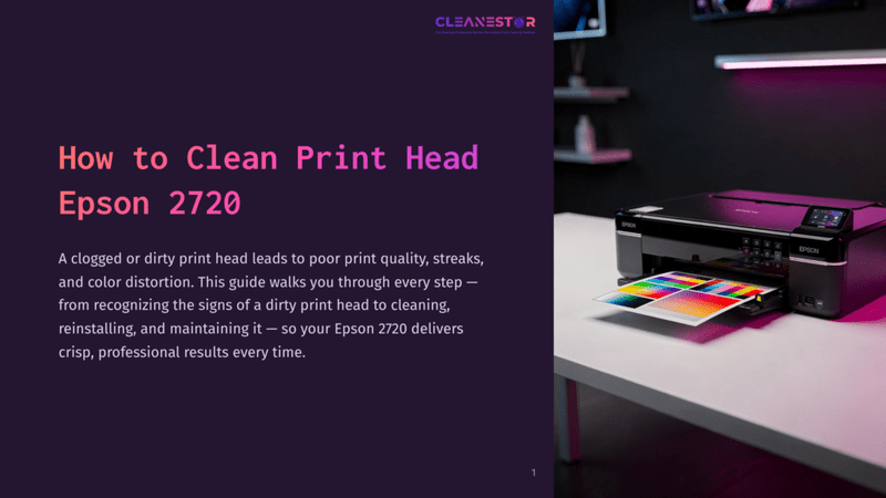 1 How To Clean Print Head Epson 2720 1 Epson 2720 Printer On A White Table, Printing A Colorful Test Pattern. Text Overlay: &Quot;How To Clean Print Head Epson 2720.