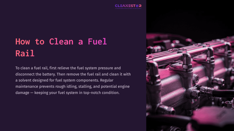 1 How To Clean A Fuel Rail Close-Up Of A Metallic Fuel Rail With Pink And Purple Lighting, Highlighting Its Intricate Design And Connections Within An Engine Context.