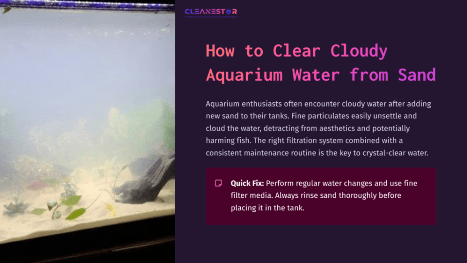 1 How To Clear Cloudy Aquarium Water From Sand A Cloudy Aquarium With Sand Substrate And Aquatic Plants, Highlighting The Need For Proper Filtration And Maintenance.