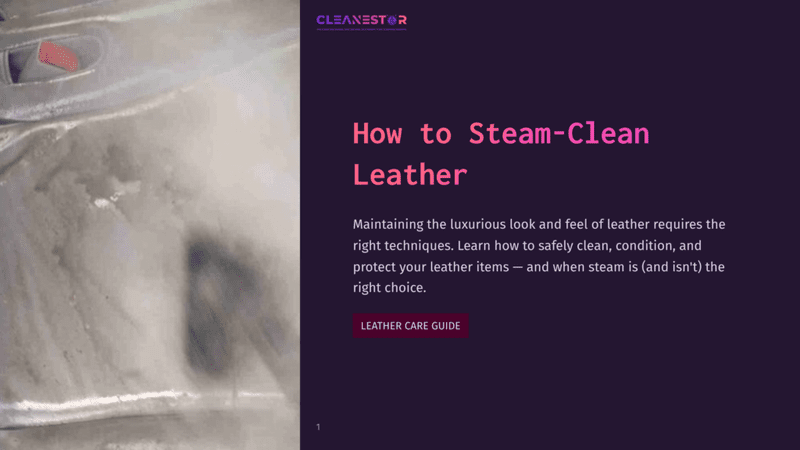 1 How To Steam Clean Leather A Close-Up Of A Steam Cleaner'S Nozzle Emitting Steam Over A Leather Surface, Set Against A Dark Purple Background.