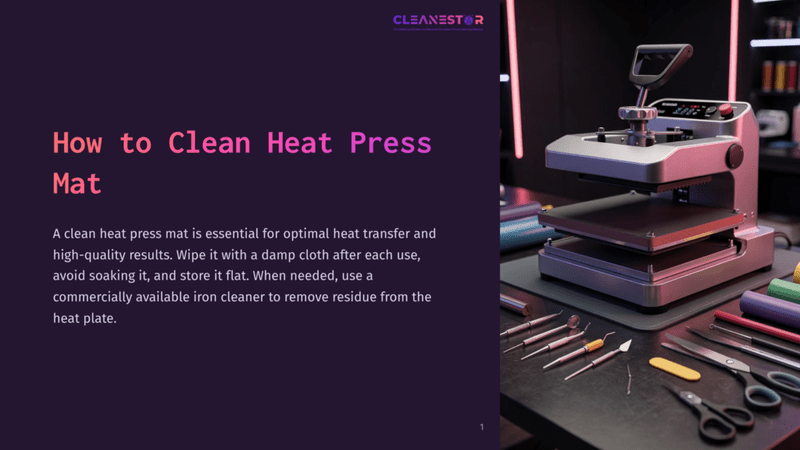 1 How To Clean Heat Press Mat Close-Up Of A Pink Heat Press Machine On A Black Table With Various Tools, Showcasing The Importance Of A Clean Heat Press Mat For Optimal Heat Transfer And High-Quality Results.