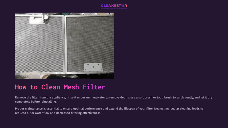 Two Metal Mesh Filters For A Kitchen Exhaust Hood Are Shown, One Slightly Out Of Focus, With The Text &Quot;How To Clean Mesh Filter&Quot; Overlaid On The Image.