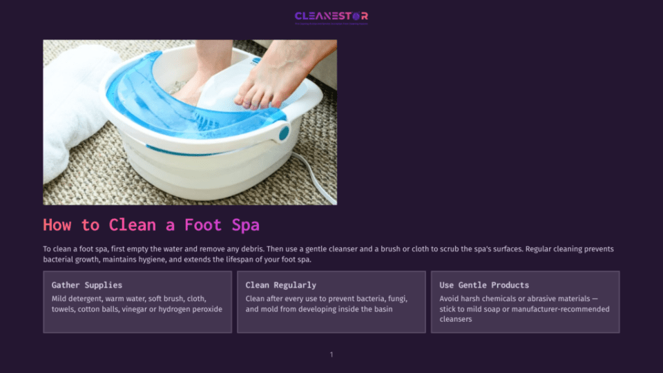 1 How To Clean A Foot Spa A Person'S Feet Are Soaking In A White And Blue Foot Spa Filled With Water And Bubbles, With A Fluffy White Towel Draped Nearby. The Image Is Part Of A Guide On How To Clean A Foot Spa.