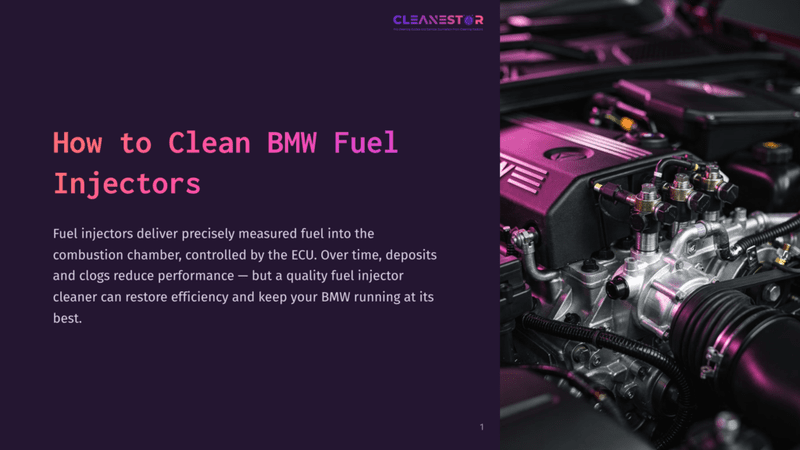 1 How To Clean Bmw Fuel Injectors Close-Up Of A Clean Bmw Engine Bay, Focusing On The Fuel Injectors. Text Reads &Quot;Cleanestor&Quot; And &Quot;How To Clean Bmw Fuel Injectors.