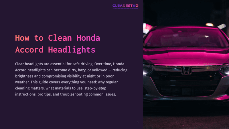 A Glowing Pink Honda Accord'S Headlights Illuminate A Dark Night, Emphasizing The Importance Of Clean Headlights For Safe Driving.