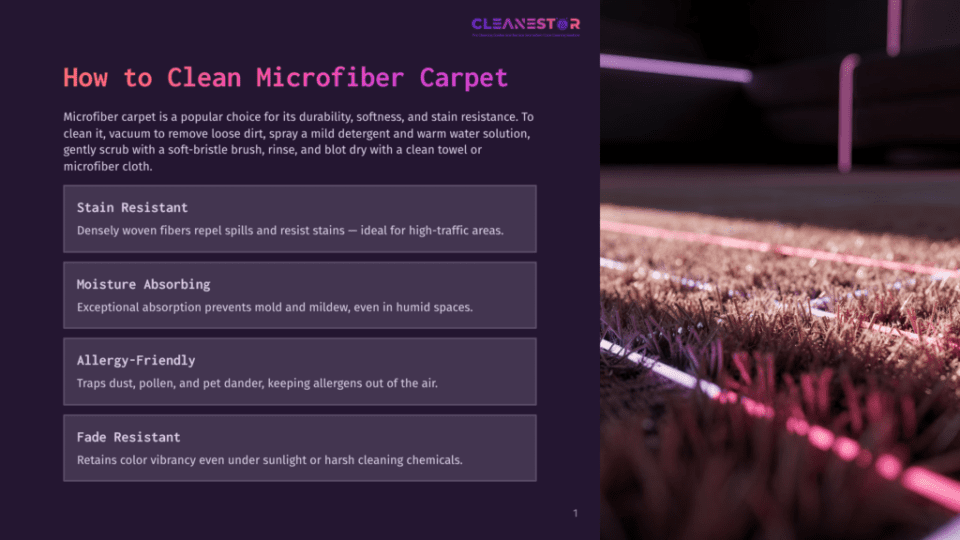 1 How To Clean Microfiber Carpet Close-Up Of A Dark Brown Microfiber Carpet With Pink And Purple Light Streaks, Showing The Texture Of The Carpet Fibers.