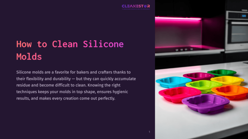 1 How To Clean Silicone Molds A Collection Of Colorful Silicone Molds In Various Shapes, Including Heart And Flower Shapes, Are Arranged On A Kitchen Counter Next To A Modern Stovetop And Oven.
