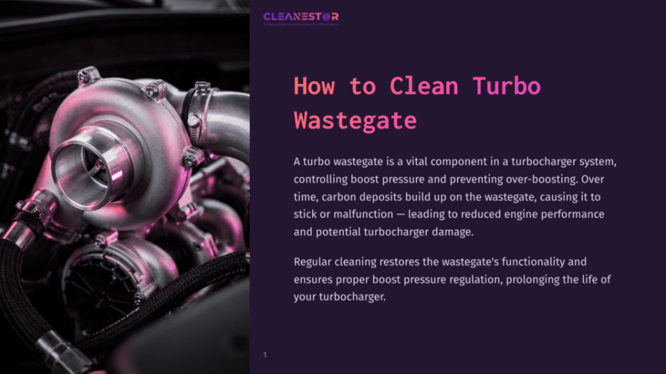 1 How To Clean Turbo Wastegate Close-Up Of A Clean, Shiny Turbocharger Wastegate With Its Actuator Rod Visible, Set Against A Dark Engine Bay Background.