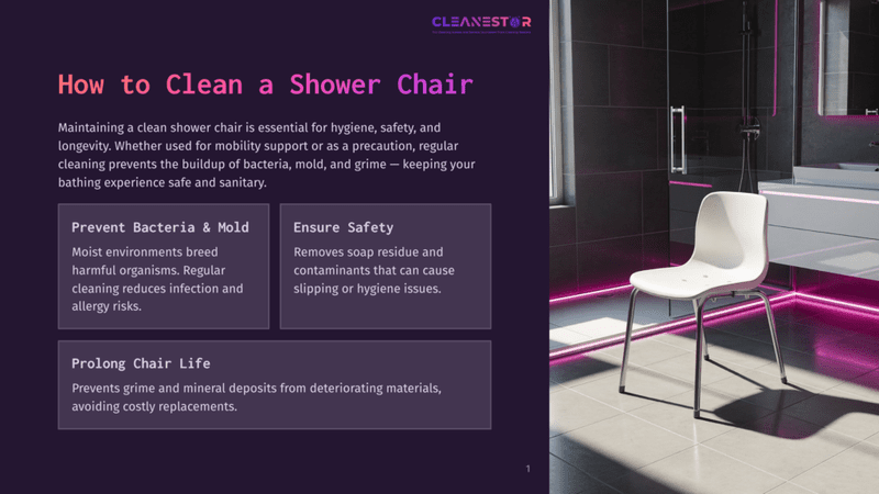 1 How To Clean A Shower Chair A Modern White Shower Chair Sits In A Sleek, Contemporary Bathroom With Dark Grey Tiled Walls And Floor, Illuminated By Vibrant Pink Led Lighting.