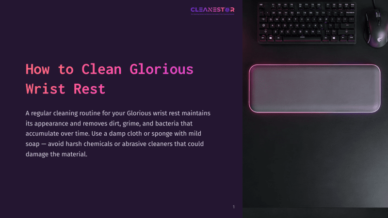 1 How To Clean Glorious Wrist Rest A Dark Workspace Featuring A Mechanical Keyboard, A Sleek Wrist Rest With Pink Lighting, And A Purple Background.