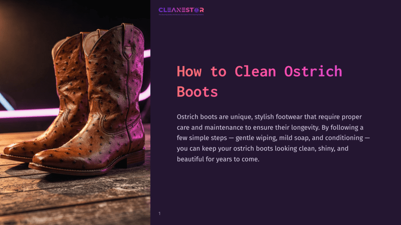1 How To Clean Ostrich Boots A Pair Of Rich Brown Ostrich Leather Cowboy Boots With A Distinctive Textured Pattern Rest On A Rustic Wooden Surface, Illuminated By Soft Purple Lighting.