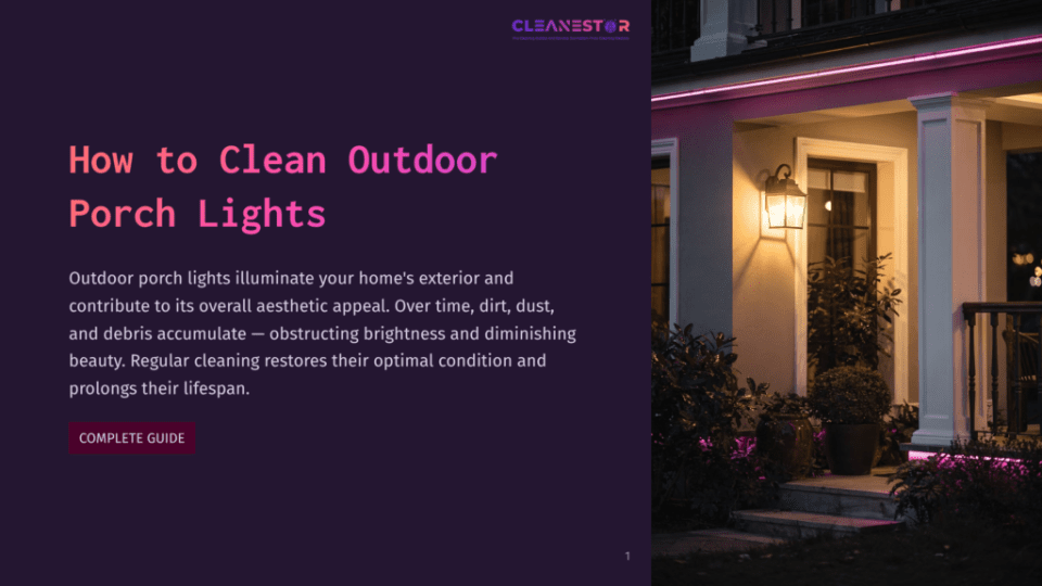 1 How To Clean Outdoor Porch Lights Front Porch Lights On A Home, Illuminated With Pink Led Strip Lights, With A Traditional Lantern Light Fixture Above The Door. Text Overlay: &Quot;How To Clean Outdoor Porch Lights.