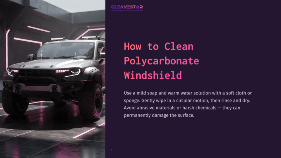 1 How To Clean Polycarbonate Windshield A Rugged Vehicle With A Modern Design, Illuminated By Pink Lights, Parked In A Sleek Garage Setting.