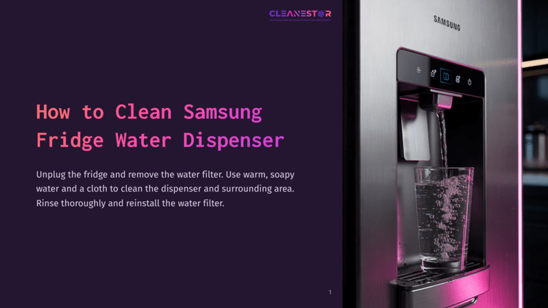 1 How To Clean Samsung Fridge Water Dispenser A Samsung Fridge Water Dispenser Is Shown With A Glass Of Water Being Dispensed. Text Overlay Reads &Quot;How To Clean Samsung Fridge Water Dispenser&Quot;.