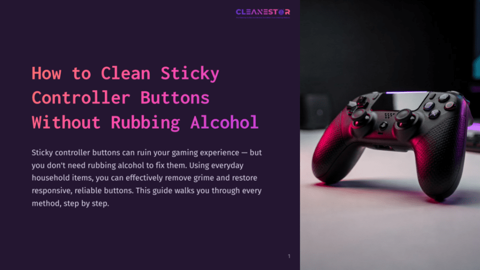 1 How To Clean Sticky Controller Buttons Without Rubbing Alcohol A Black Gaming Controller With Textured Grips Is Placed On A Purple Gradient Background, Highlighting Its Buttons And Features.