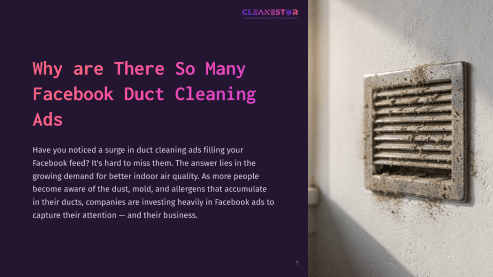 1 Why Are There So Many Facebook Duct Cleaning Ads A Dirty, Dusty Air Vent On A White Wall, With A Prominent Layer Of Dust And Debris Obscuring The Slats. The Image Highlights The Need For Duct Cleaning.