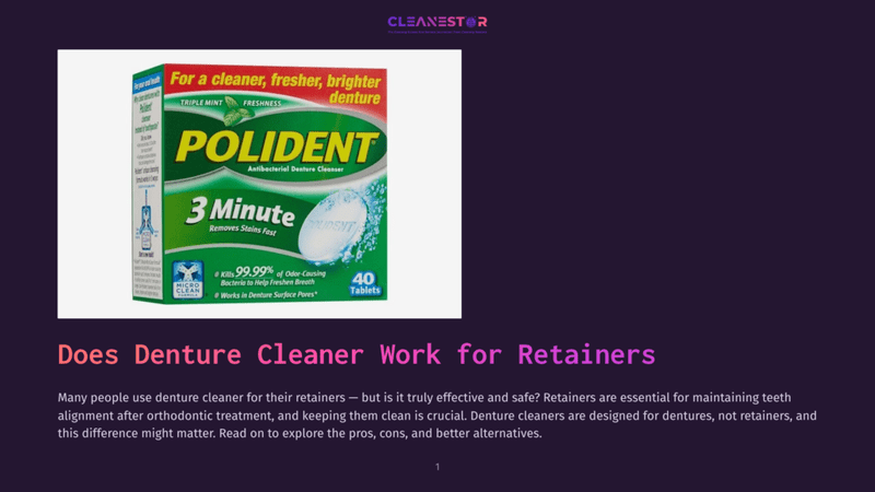 Polident Denture Cleaner Box With &Quot;3 Minute&Quot; And &Quot;40 Tablets&Quot; Prominently Displayed. Text Reads &Quot;For A Cleaner, Fresher, Brighter Denture.