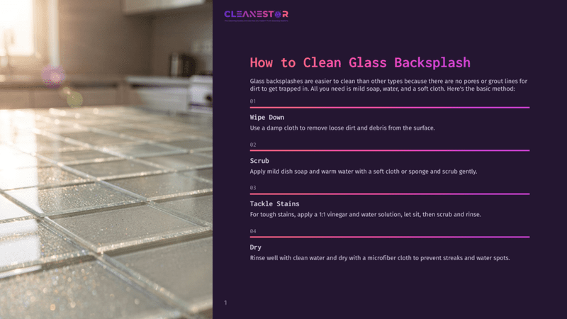 1 How To Clean Glass Backsplash Close-Up Of A Wet, Textured Glass Backsplash In A Kitchen, Reflecting Natural Light. The Image Highlights The Cleaning Process Described In The Text: &Quot;How To Clean Glass Backsplash.