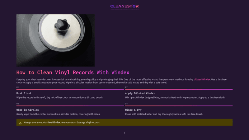 Close-Up Of A Vinyl Record On A Turntable, Showing The Grooves And The Center Label. The Image Is Part Of A Guide On How To Clean Vinyl Records With Windex.