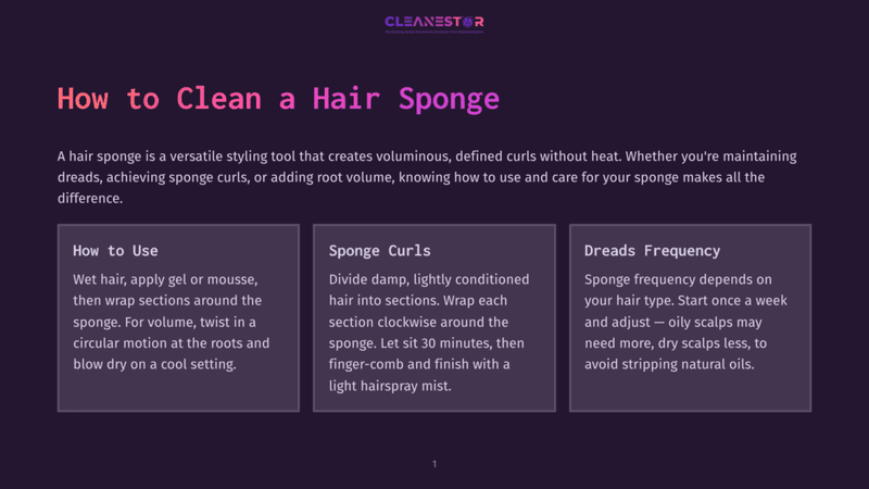 1 How To Clean A Hair Sponge A Graphic With The Title &Quot;How To Clean A Hair Sponge&Quot; And Three Sections: &Quot;How To Use,&Quot; &Quot;Sponge Curls,&Quot; And &Quot;Dreads Frequency.