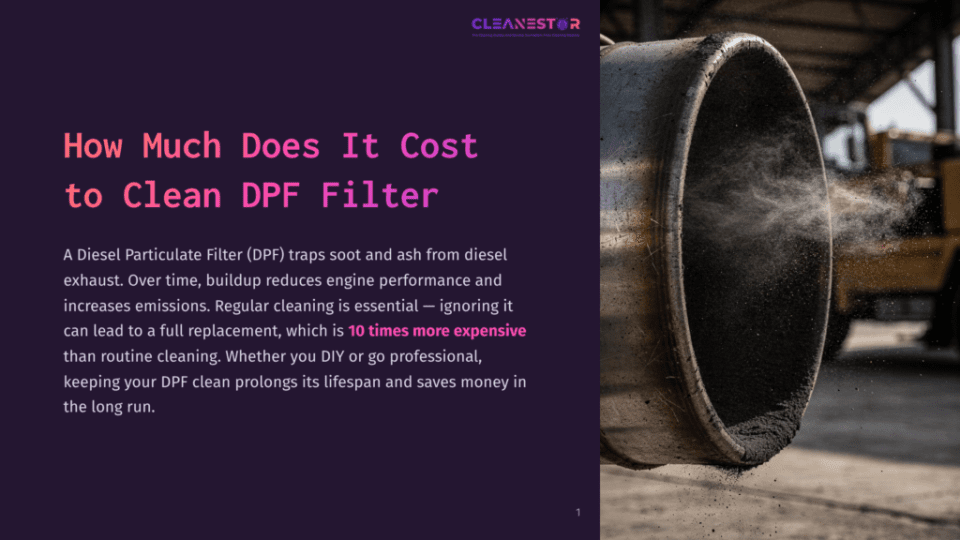 Close-Up Of A Dirty Dpf Filter With Soot And Ash Being Blown Out, Showing The Buildup That Reduces Engine Performance And Emissions.