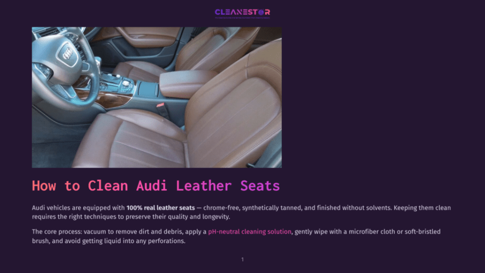 1 How To Clean Audi Leather Seats Interior Of A Luxury Audi Car Showing Clean, Brown Leather Seats And The Dashboard, Highlighting The Importance Of Cleaning Audi Leather Seats With Ph-Neutral Solutions.