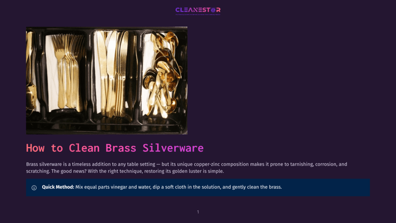 1 How To Clean Brass Silverware A Close-Up Of A Set Of Gleaming Brass Silverware, Including Forks And Spoons, Neatly Arranged In A Dark Tray, Ready For Cleaning.