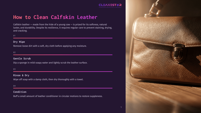 1 How To Clean Calfskin Leather Close-Up Of A Rich, Brown Calfskin Leather Handbag With A Vintage Brass Clasp, Resting On A Textured Wooden Surface. The Image Highlights The Supple Texture Of The Leather.