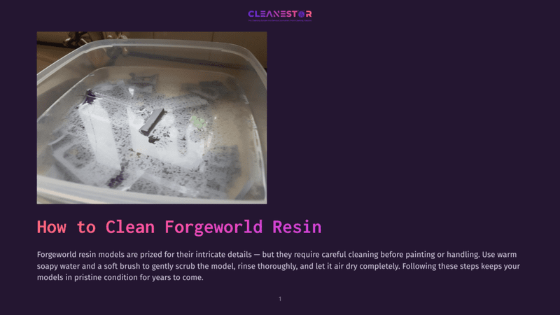 1 How To Clean Forgeworld Resin Close-Up Of Resin Miniatures Soaking In Soapy Water Inside A Clear Plastic Tub, Ready For Cleaning And Preparation For Painting.