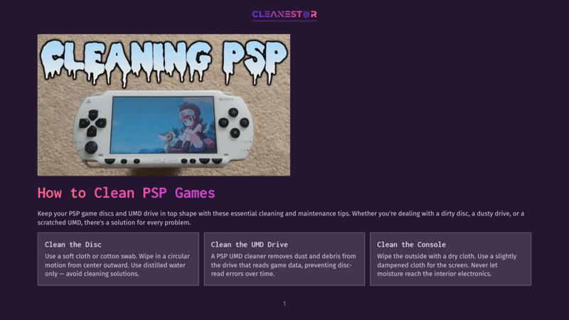 1 How To Clean Psp Games A White Sony Psp Gaming Console With A Colorful Game Screen Displayed, Shown Next To Text That Reads &Quot;How To Clean Psp Games&Quot; And Cleaning Tips.