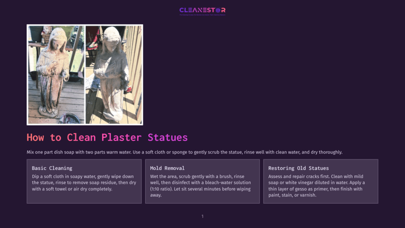 1 How To Clean Plaster Statues Two Weathered Plaster Statues, One Light-Colored And The Other A Darker Gray, Stand Outdoors. The Statue On The Left Is More Detailed, While The One On The Right Shows Signs Of Age And Wear.
